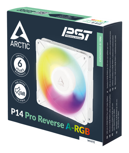 ARCTIC Freezer P14 Pro Reverse A-RGB (White) - 140 mm A-RGB PWM Fan with Cable Cooling