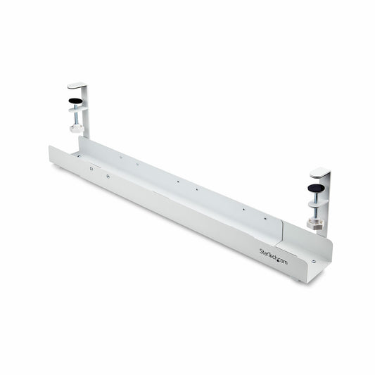 StarTech.com Under Desk Cable Management Tray, Length Adjustable Cable Organizer (White)
