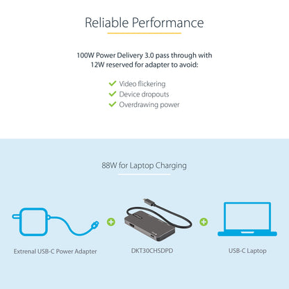 StarTech.com Multiport Adapter USB-C Docking Station 100W