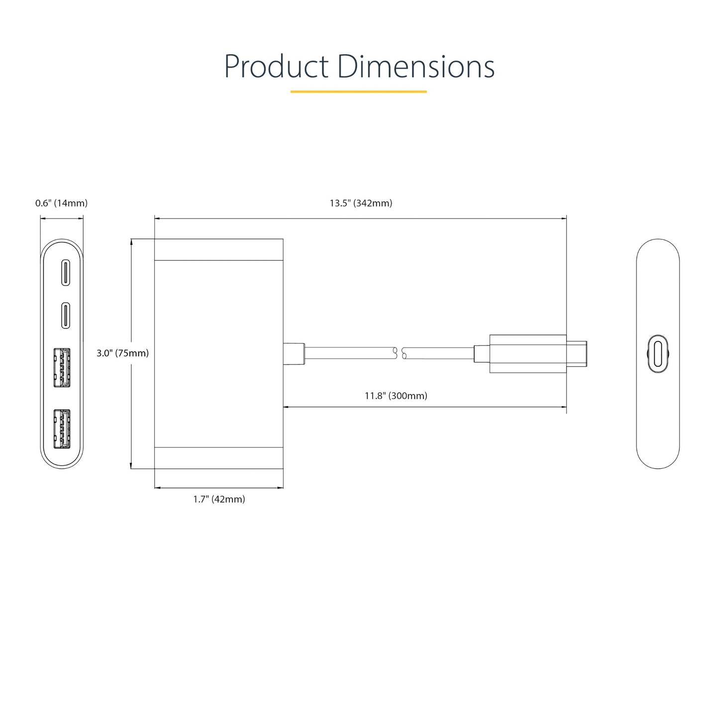 StarTech.com 4-Port USB-C Hub with 100W Power Delivery Pass-Through - 2x USB-A + 2x