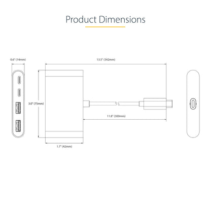 StarTech.com 4-Port USB-C Hub with 100W Power Delivery Pass-Through - 2x USB-A + 2x