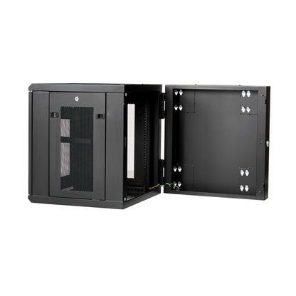 StarTech.com 4-Post 12U Wall Mount Network Cabinet with 1U Shelf, 19" Hinged Rack