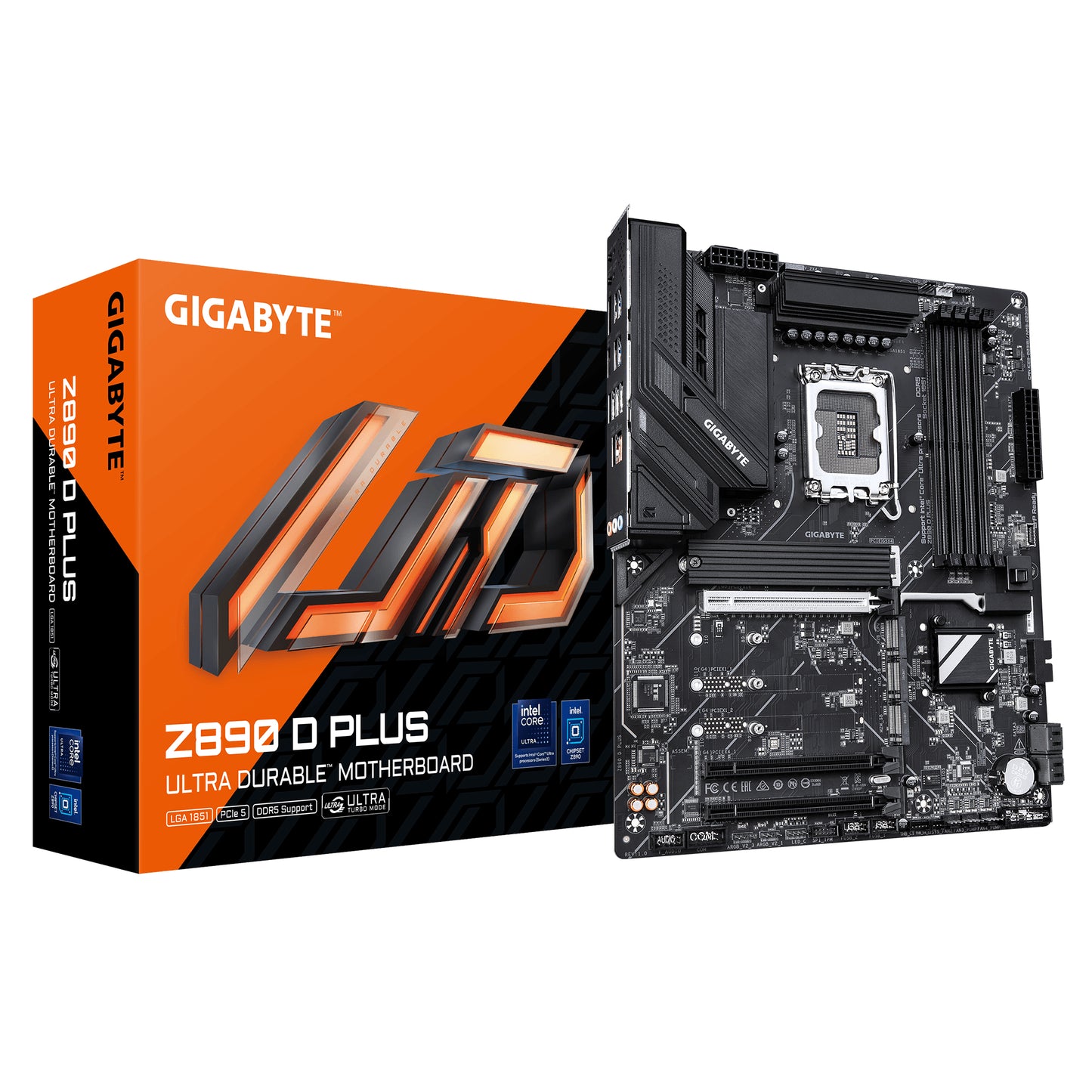 Gigabyte Z890 D PLUS Motherboard - Supports Intel Core Ultra (Series 2) CPUs, 12+1+2