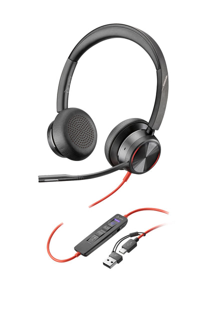 HP Poly Blackwire 8225 Stereo Microsoft Teams Certified USB-C Headset +USB-C/A