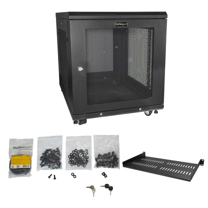 StarTech.com 12U Enterprise-Grade Server Rack Cabinet Kit, 19in Enclosed 4-Post Rack