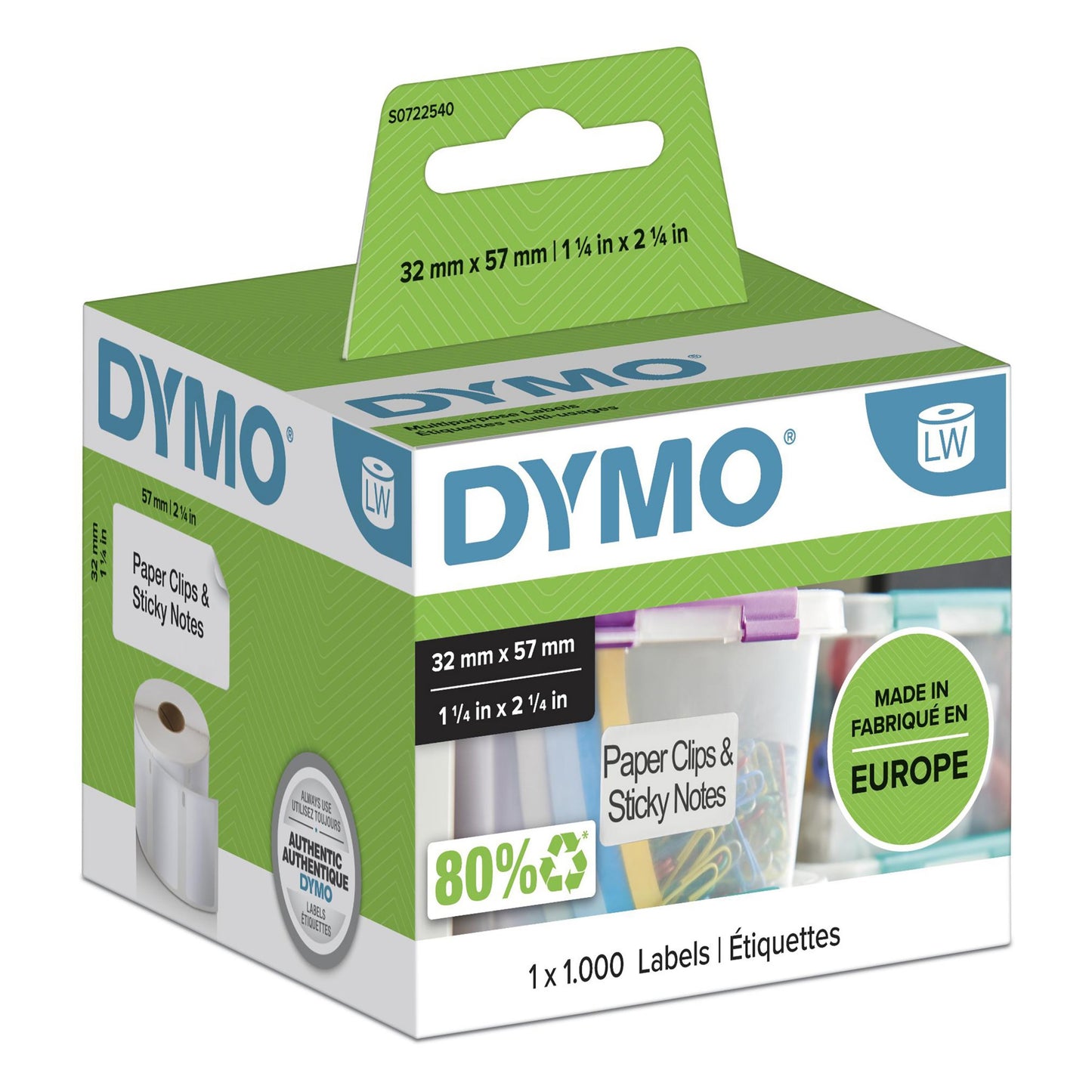 DYMO 11354/S0722540 DirectLabel-etikettes 57mm x32mm for Dymo LW 550 60mm/400 Labels