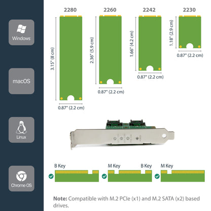 StarTech.com 3-Port M.2 SSD (NGFF) Adapter Card - 1 x PCIe (NVMe) M.2, 2 x SATA III Hub