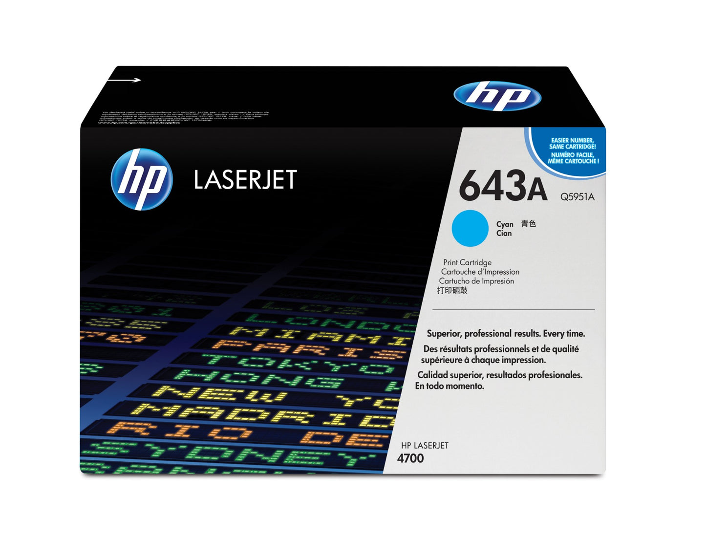 HP Q5951A/643A Cyan Toner Cartridge (10K pages, HP Color LaserJet 4700)