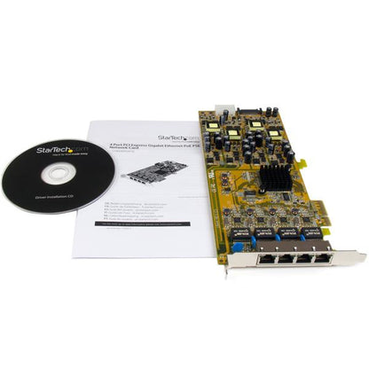 StarTech.com 4 Port Gigabit Power over Ethernet PCIe Network Card - PSE / PoE PCI Network Adapter