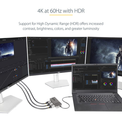 StarTech.com 3-Port USB-C Multi-Monitor Adapter, USB Type-C to 3x HDMI MST Hub