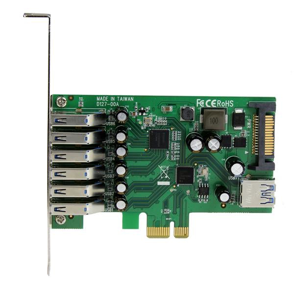 StarTech.com 7-Port PCI Express USB 3.0 Card - 5Gbps - Standard and Low-Profile Hub