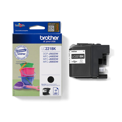 Brother LC-221BK Black Ink Cartridge (260 pages, Brother DCP-J 562)