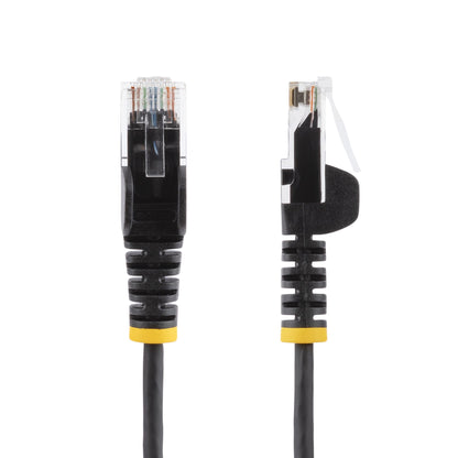 StarTech.com 15m Black Slim CAT6 Ethernet Cable, Snagless, 100W PoE, UTP, LSZH