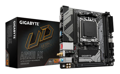 Gigabyte A620I AX Motherboard - Supports AMD Ryzen 8000 CPUs, 5+2+1 Phases Digital