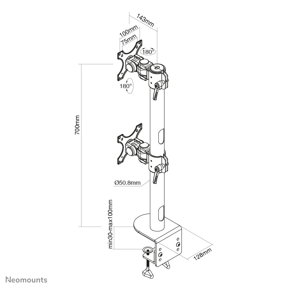 Neomounts FPMA-D960DVBLACKPLUS Monitor arm 17-49" - vertical installation