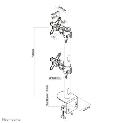 Neomounts FPMA-D960DVBLACKPLUS Monitor arm 17-49" - vertical installation