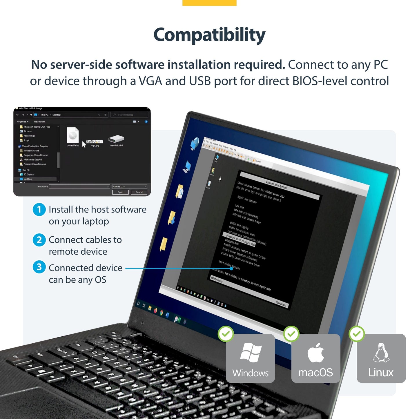 StarTech.com USB Crash Cart Adapter with File Transfer & Video Capture - TAA KVM Switch