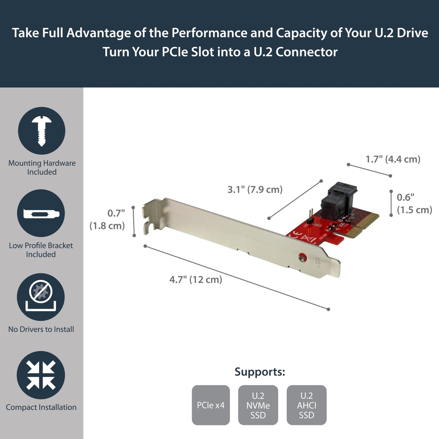 StarTech.com x4 PCI Express to SFF-8643 Adapter for PCIe NVMe U.2 SSD Hub
