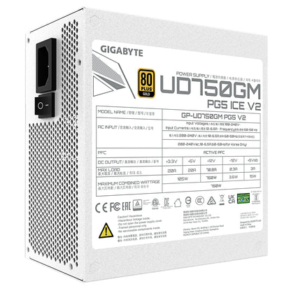 Gigabyte UD750GM PG5 V2 ICE Power Supply Unit- PCIe Gen 5.1, 80 PLUS Gold, Fully
