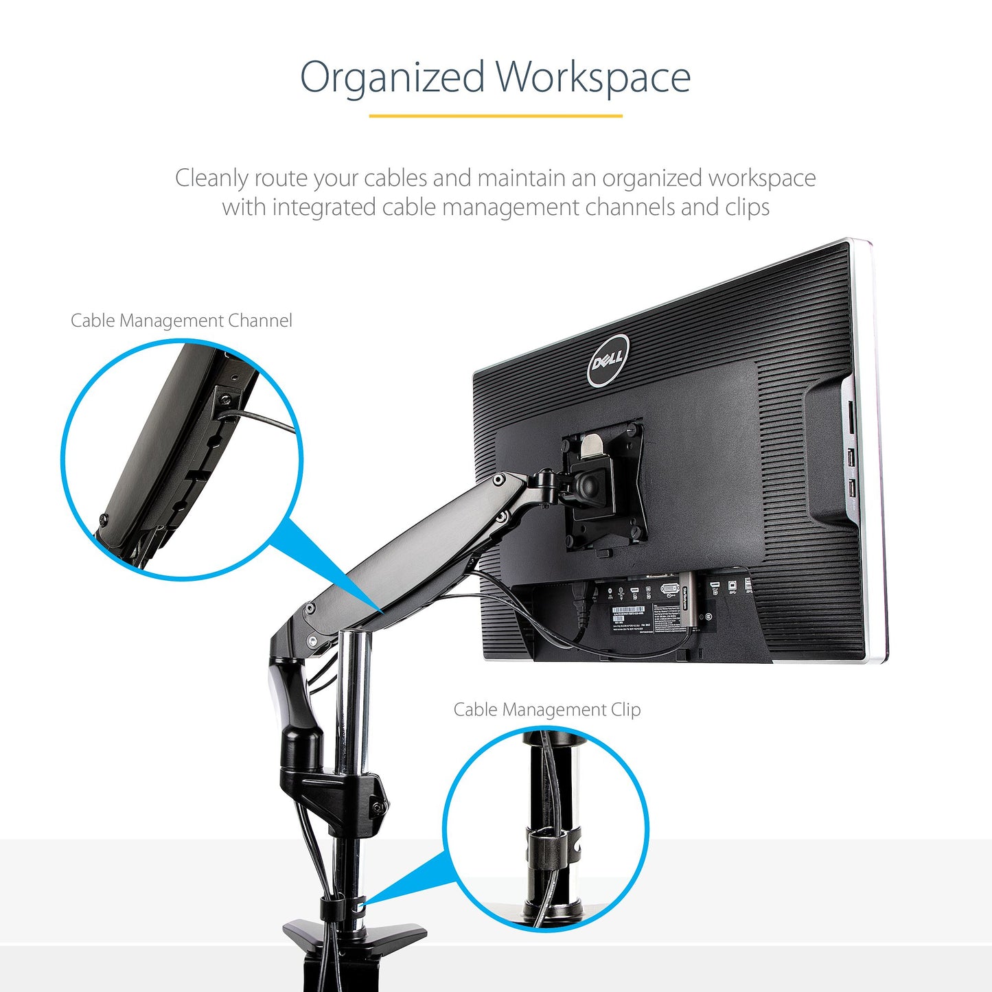 StarTech.com Desk Mount Monitor Arm for Single VESA Display up to 32" or 49"