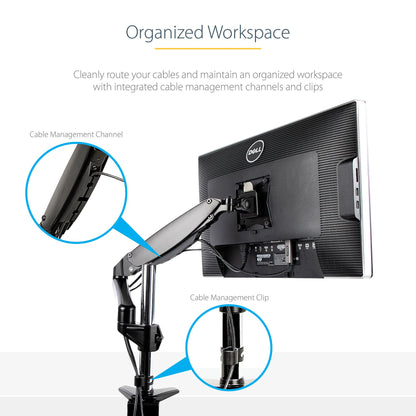 StarTech.com Desk Mount Monitor Arm for Single VESA Display up to 32" or 49"