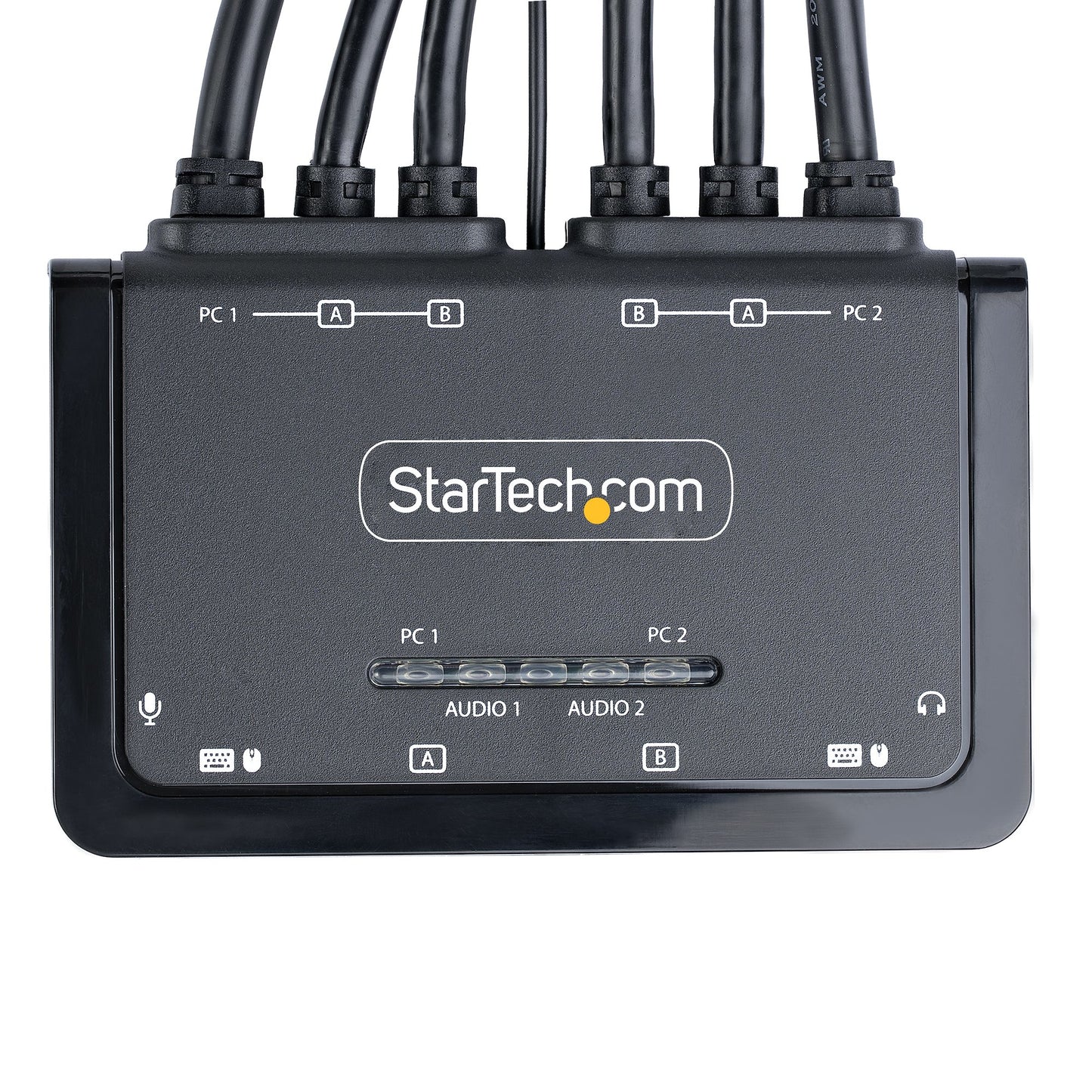 StarTech.com 2-Port Dual-Monitor HDMI Cable KVM Switch, 4K 60Hz, Compact KVM with