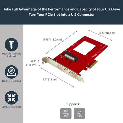 StarTech.com U.2 to PCIe Adapter for 2.5" U.2 NVMe SSD - SFF-8639 - x4 PCI Express Hub