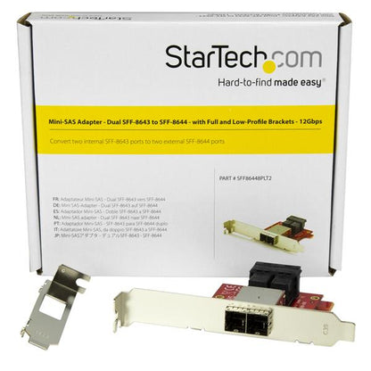 StarTech.com Mini-SAS Adapter - Dual SFF-8643 to SFF-8644 - with Full and Hub