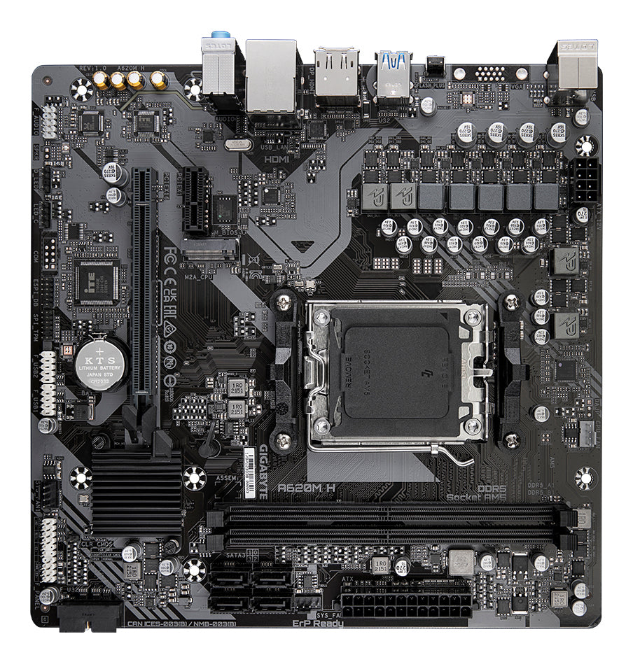 Gigabyte A620M H Motherboard - Supports AMD Ryzen 8000 CPUs, 5+2+2 Phases Digital