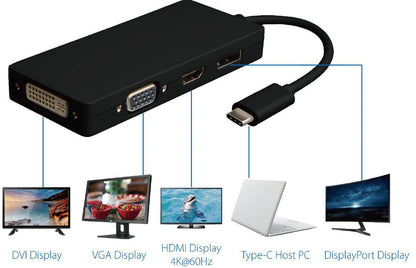 Microconnect USB3.1CCOM10 USB graphics adapter 3840 x 2160 pixels Black Hub