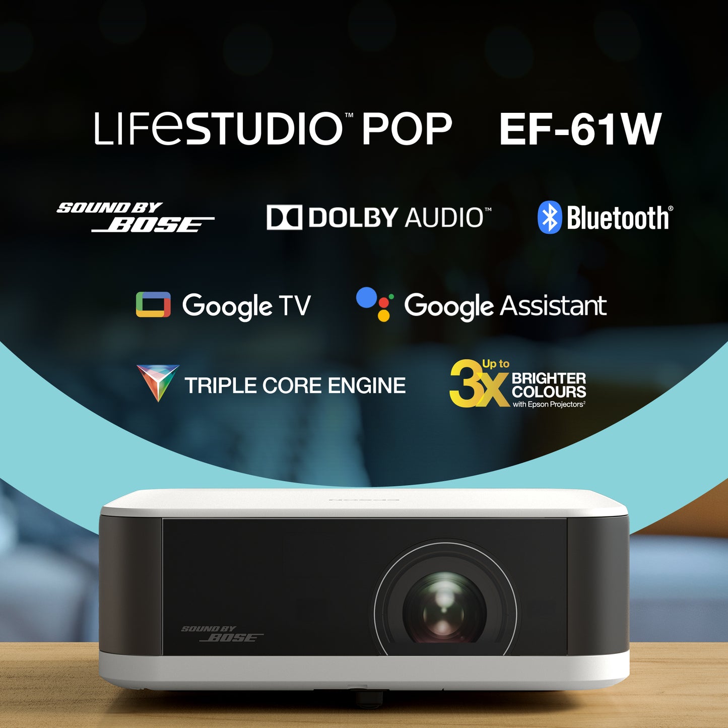 Epson Lifestudio Pop — EF-61W Diamond White Projector