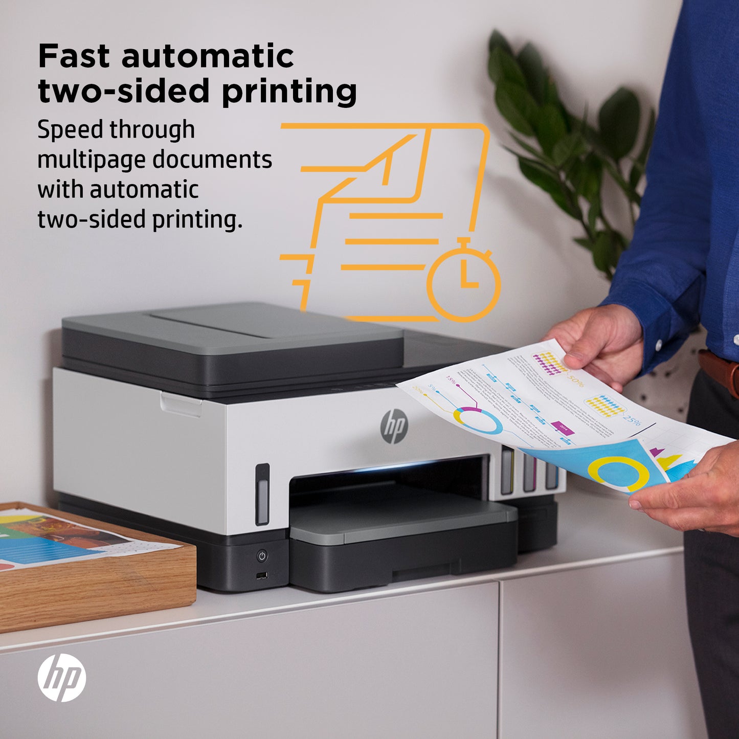 HP Smart Tank 7605 Wireless All-in-One Color Printer, Two-sided printing; Copier