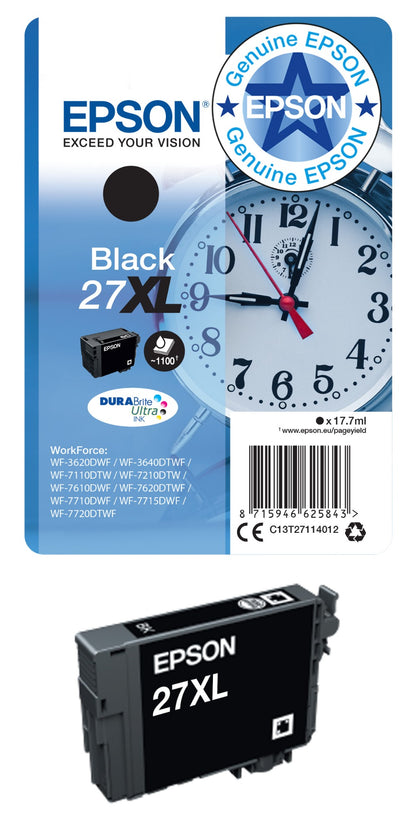 Epson C13T27014012/27 Black Ink Cartridge (350 pages, Epson WF 3620)