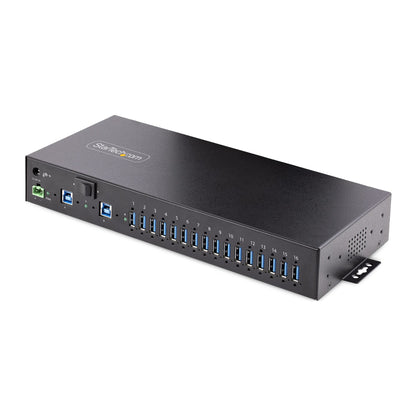 StarTech.com 16-Port Industrial USB 3.0 Hub 5Gbps, Metal, DIN/Surface/Rack