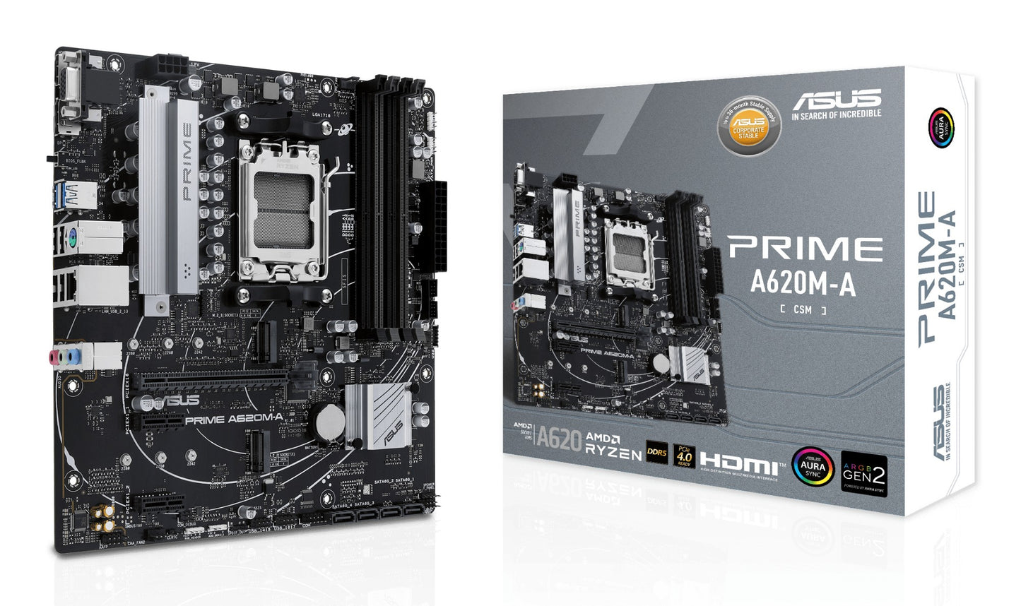 ASUS PRIME A620M-A-CSM AMD A620 Socket AM5 micro ATX Motherboard
