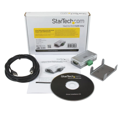 StarTech.com 2 Port USB to RS232 RS422 RS485 Serial Adapter with COM Retention - TAA Hub
