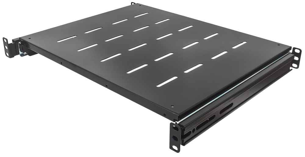 Intellinet 19" Sliding Shelf, 1U, 800 to 1000mm Depth, shelf depth 550mm, Black Rack