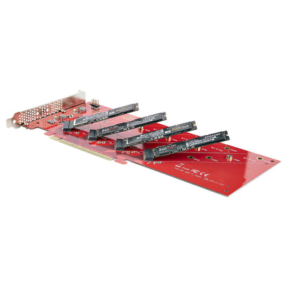 StarTech.com Quad M.2 PCIe Adapter Card, PCIe x16 to Quad NVMe or AHCI M.2 SSDs, PCI Hub