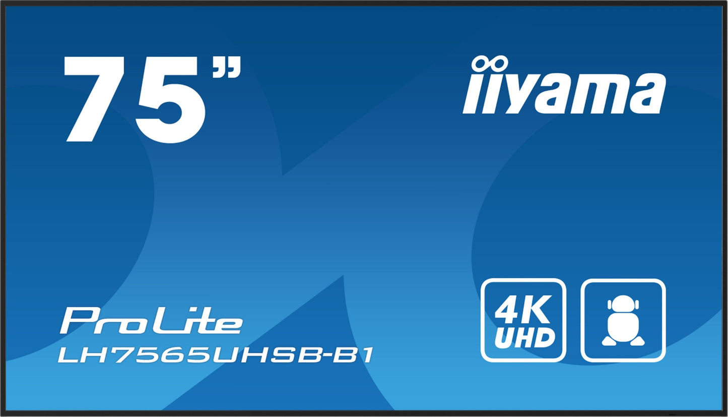 iiyama LH7565UHSB-B1 Signage Display Kiosk design 4K UHD IPS Monitor