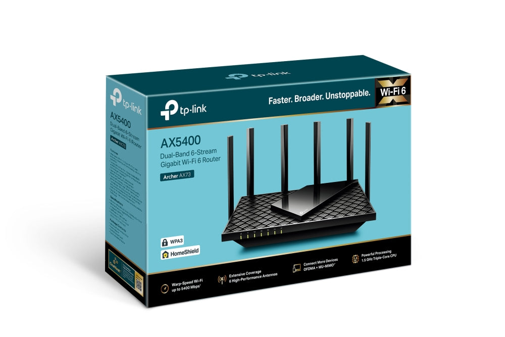 TP-LINK Archer AX5400 Dual-Band Gigabit Wi-Fi 6 Router, Black Networking