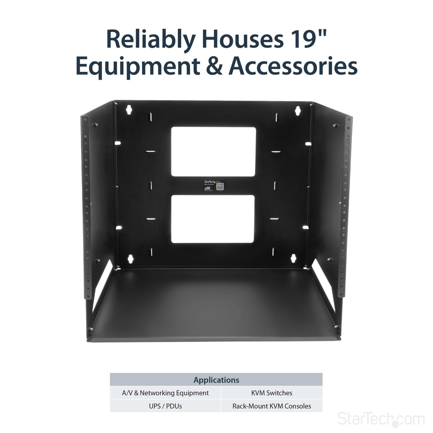 StarTech.com 2-Post 8U Open Frame Wall Mount Network Rack with Built-in Shelf, Wall