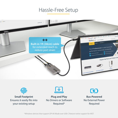 StarTech.com USB-C to Dual Displayport 1.4 Adapter, USB Type-C Multi-Monitor MST Hub