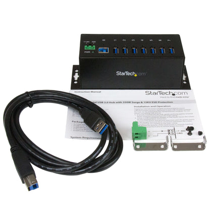 StarTech.com 7-Port USB 3.0 Hub (5Gbps) - Metal Industrial USB-A Hub with ESD