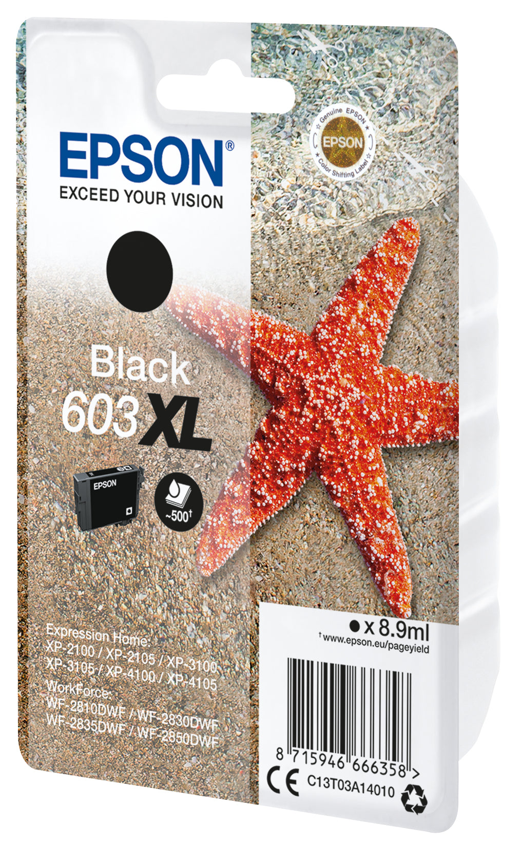 Epson C13T03A14010/603XL Black Ink Cartridge (500 pages, Epson XP 2100)