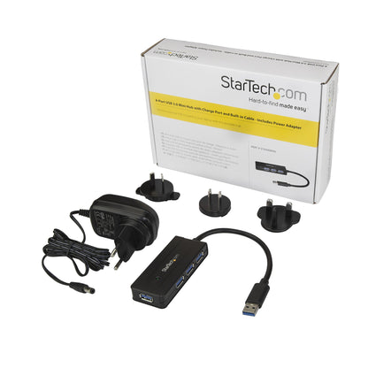 StarTech.com 4 Port USB 3.0 Hub (SuperSpeed 5Gbps) with Fast Charge – Portable USB