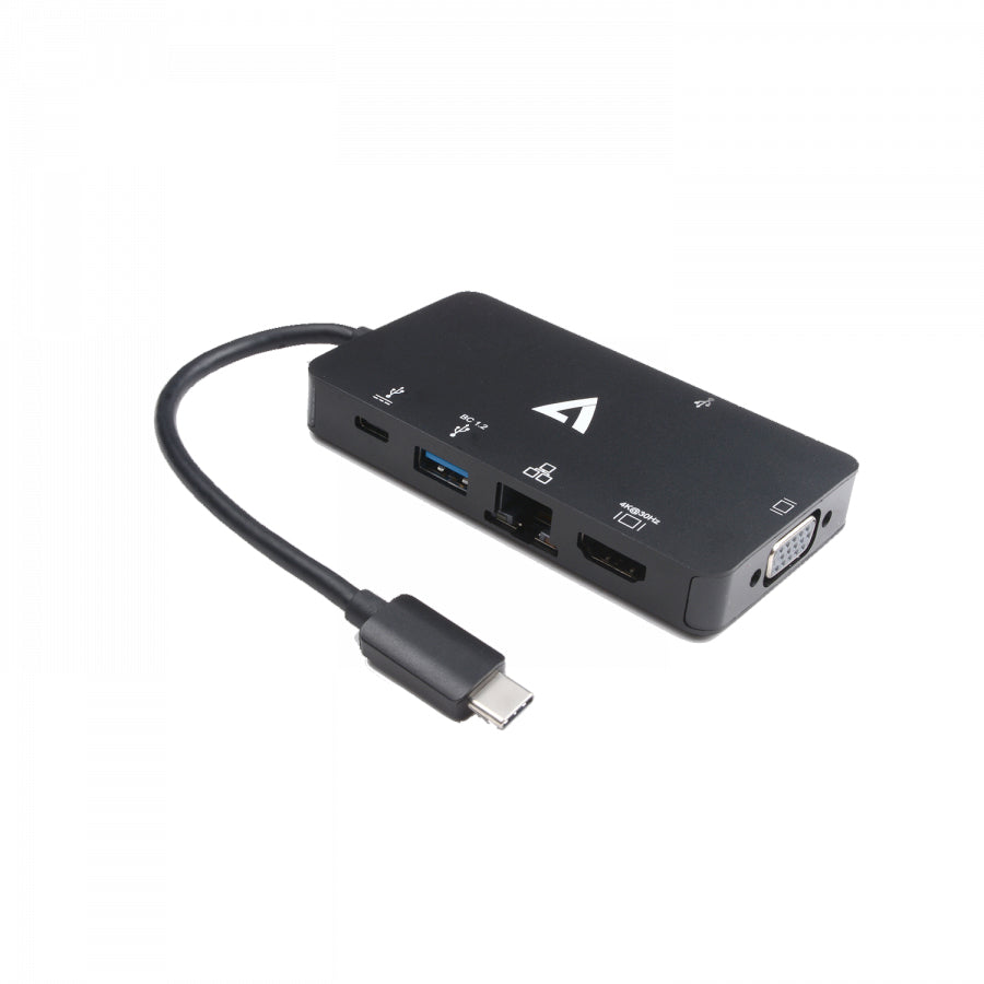 V7 V7UC-U3CRJ45HDVG-BLK USB graphics adapter 3840 x 2160 pixels Black Hub
