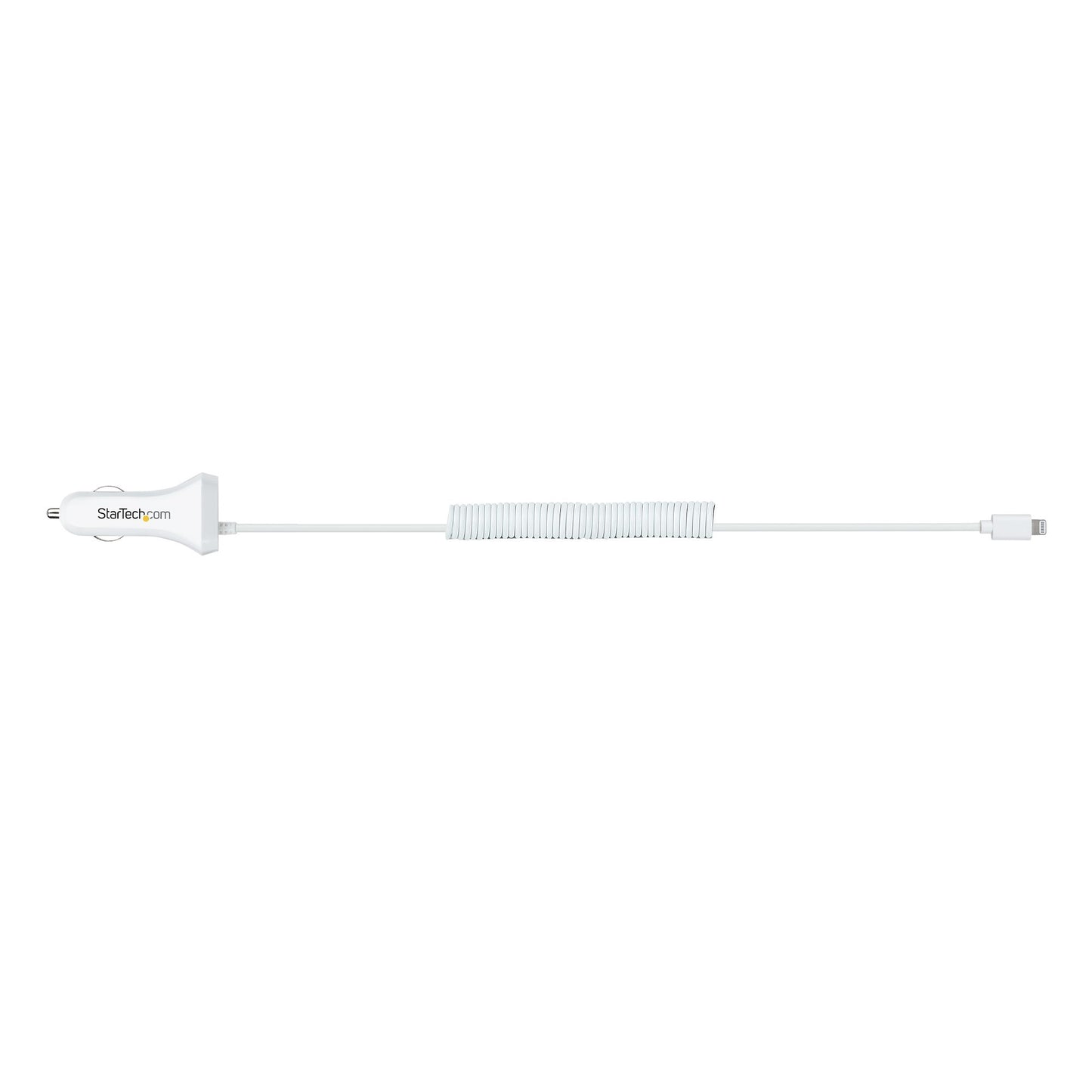 StarTech.com Lightning Car Charger with Coiled Cable, 1m Coiled Lightning Cable