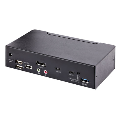 StarTech.com 2-Port USB-C KVM Switch, Single 4K 60Hz DisplayPort Monitor, 3.5mm