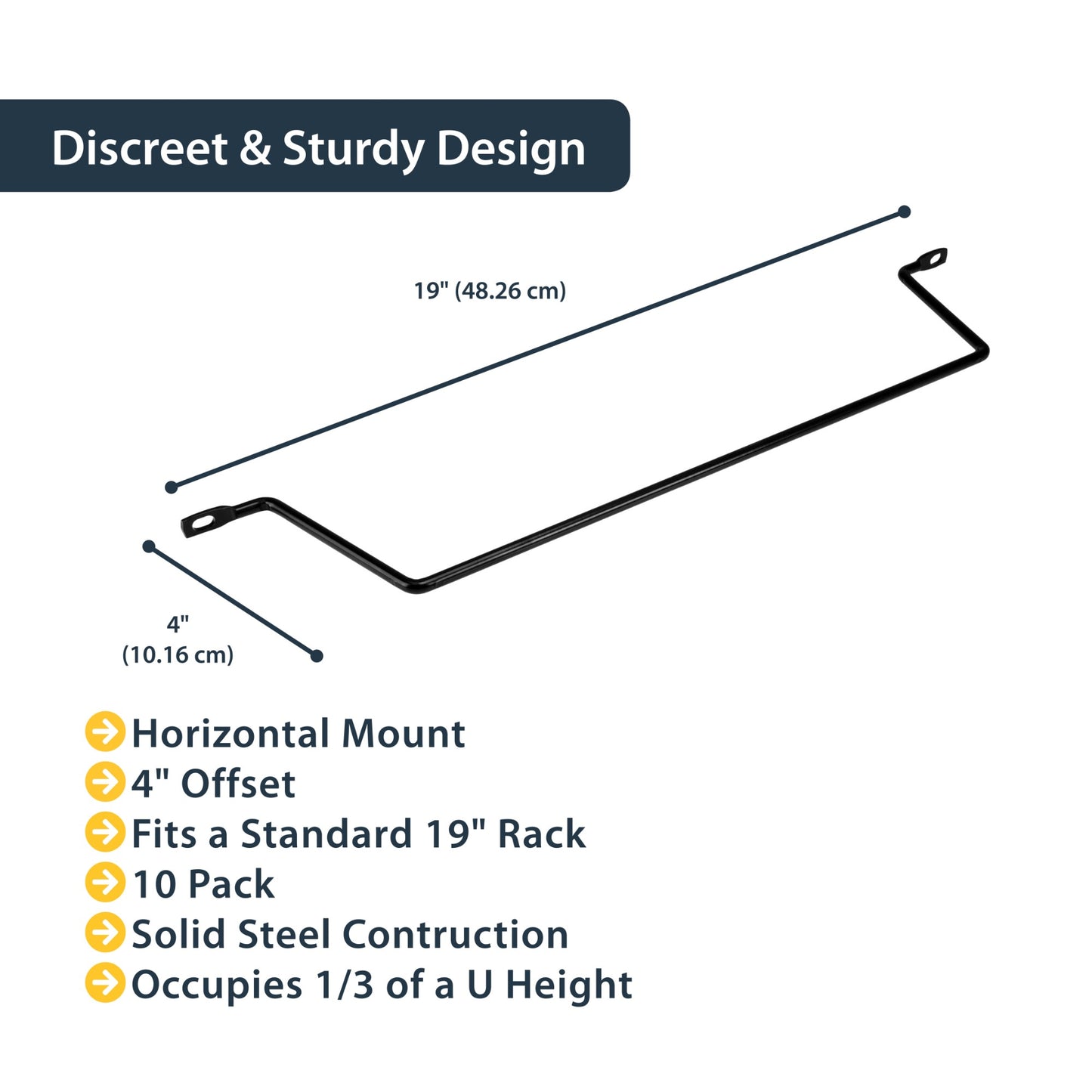 StarTech.com 10-Pack Horizontal Lacing Bar with 4in (10.2cm) Offset at 75 Degrees Rack