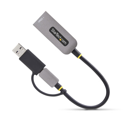 StarTech.com USB-C to Ethernet Adapter with USB-A Dongle, 10/100/1000Mbps, USB 3.0
